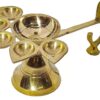 Pooja Diya, Panch Mukhi Golden Diya, Brass Metal Diya / 5 Face Pooja Diya